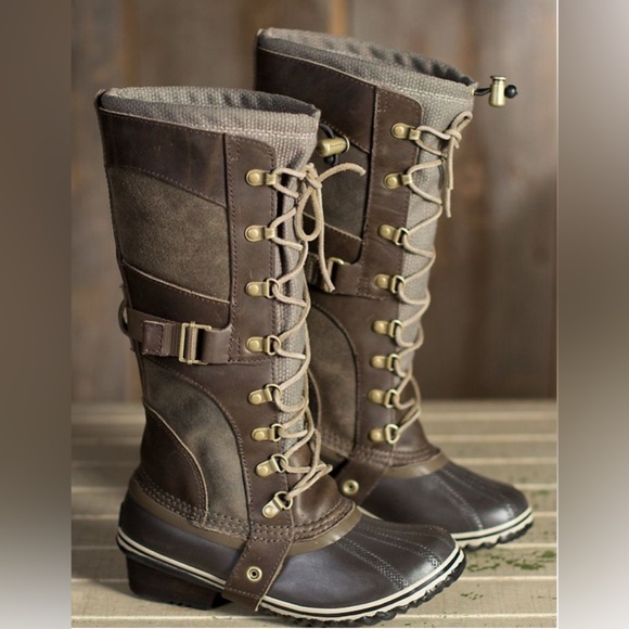 Sorel Shoes - SOREL Carly Conquest Brown and Black Lace-Up Stylish Winter Boots Snow size 9